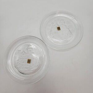 Vintage Arcoroc France Clear Glass Plates With Embossed Winter Scene